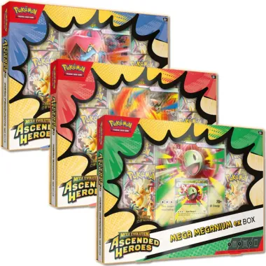 Pokémon TCG: Mega Evolution—Ascended Heroes Mega Meganium ex, Mega Emboar ex, and Mega Feraligatr ex Boxes